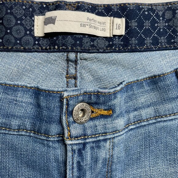 Levi's Strauss 525 Womens Blue Perfect Waist Straight Leg Denim Jeans Size 16 - Picture 6 of 11